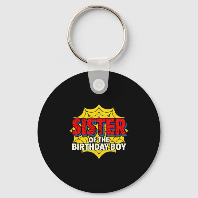 Kids Sister Of The Birthday Boy Sder Theme Party M Keychain (Front)