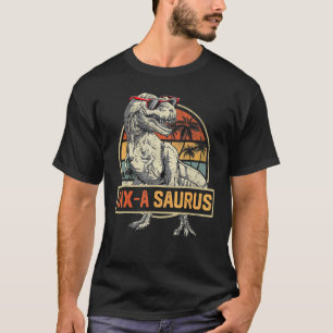 Kids Six a Saurus Birthday Rex Dino 6th Dinosaur M T-Shirt