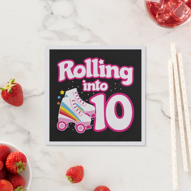 Kids Skate Party - 10th Birthday - Roller Skating Napkins (Insitu)
