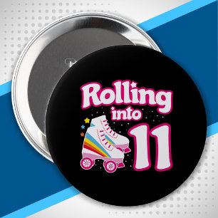Kids Skate Party - 11th Birthday - Roller Skating Button