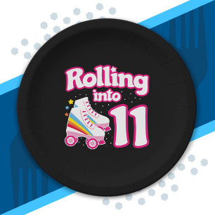 Kids Skate Party - 11th Birthday - Roller Skating Paper Plates