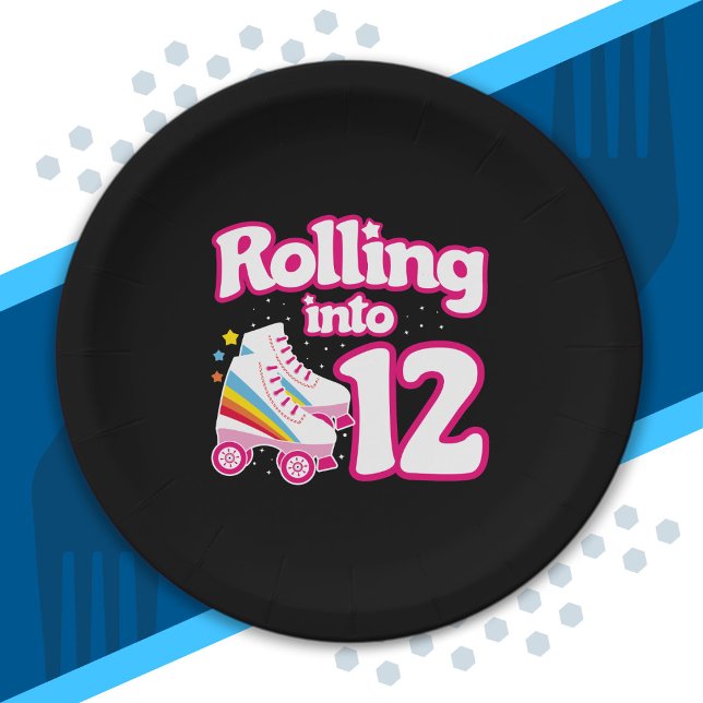 Kids Skate Party - 12th Birthday - Roller Skating Paper Plates (Creator Uploaded)