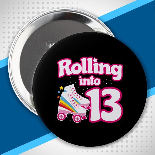 Kids Skate Party _ 13th Birthday _ Roller Skating Button