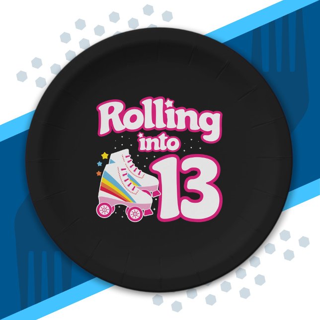 Kids Skate Party - 13th Birthday - Roller Skating Paper Plates (Creator Uploaded)