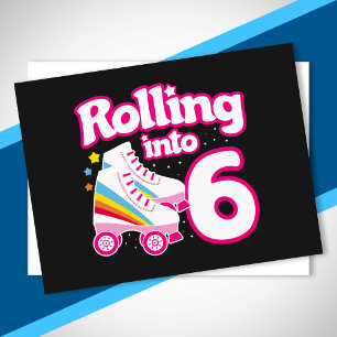 Kids Skate Party - 6th Birthday - Roller Skating Postcard