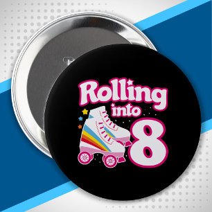 Kids Skate Party - 8th Birthday - Roller Skating Button