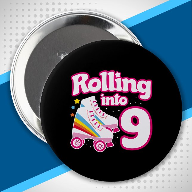 Kids Skate Party - 9th Birthday - Roller Skating Button (Creator Uploaded)