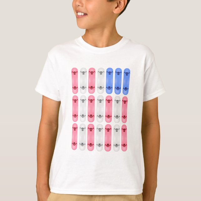 Kids Skateboard American Flag T-shirt (Front)