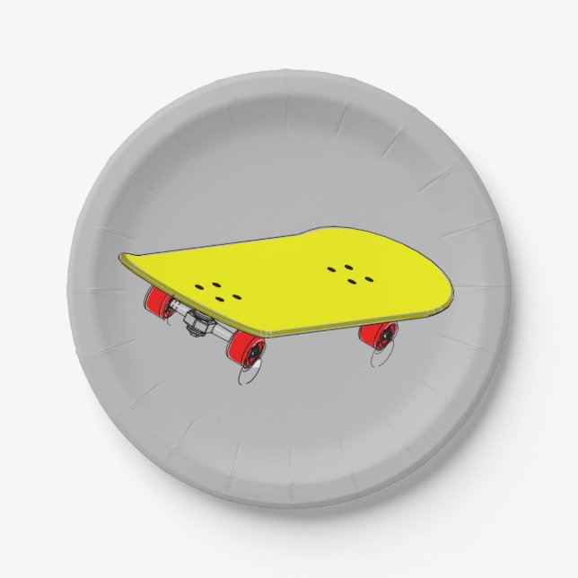Kid's skateboard party theme paper plates (Front)