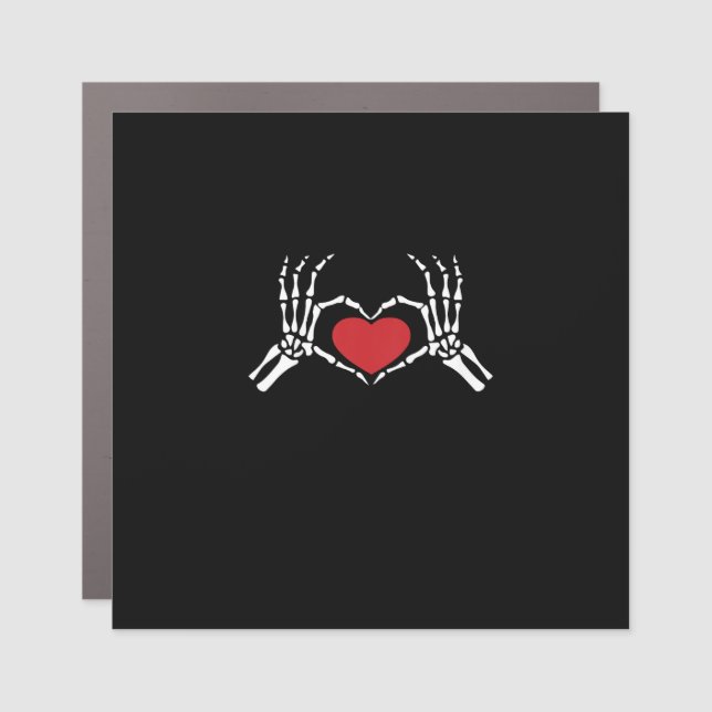 Kids Skeleton Hand Heart Valentines Day Cool Class Car Magnet (Front)