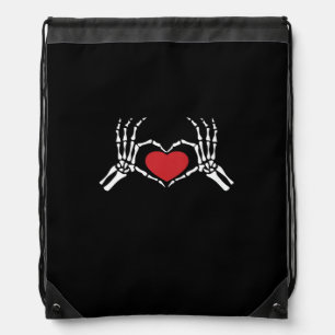 Kids Skeleton Hand Heart Valentines Day Cool Class Drawstring Bag