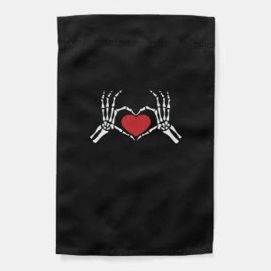Kids Skeleton Hand Heart Valentines Day Cool Class Garden Flag