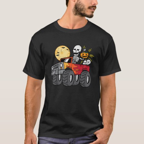 Kids Skeleton Lantern Monster Truck Pumpkin Toddle T_Shirt