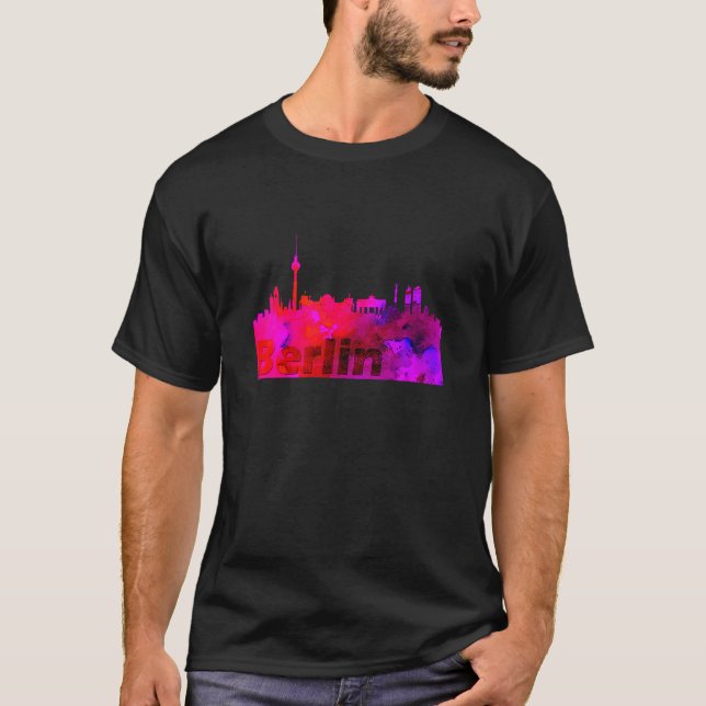 Kids Skyline Berlin Germany Capital Watercolour Lo T-Shirt (Front)