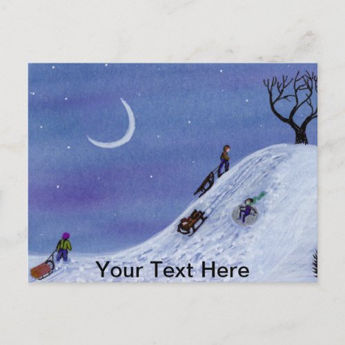 Kids Sledding Postcard