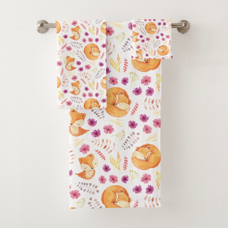 Kids Sleep Red Fox Bath Towel Set Zazzle