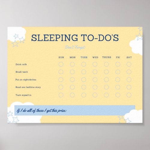 Kids Sleeping To Dos Check List Poster