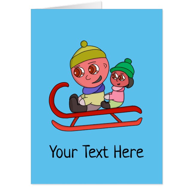 Kids Sleigh Christmas Holiday Card (Front)