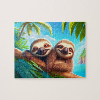 Kids Sloths Jigsaw Puzzle - Tropical