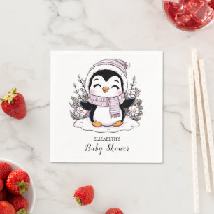 Kids Snow Penguin Baby Shower Napkins