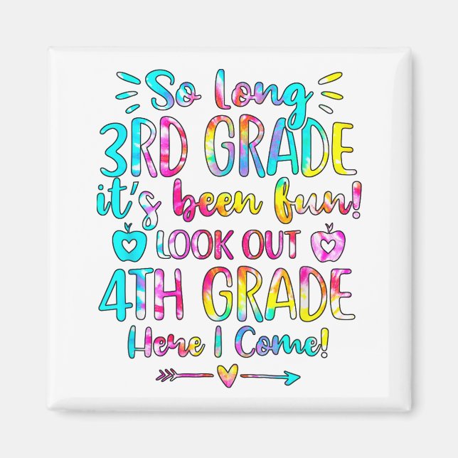 Kids So Long 3rd Grade 4th Grade Here I Come Third Magnet (Front)