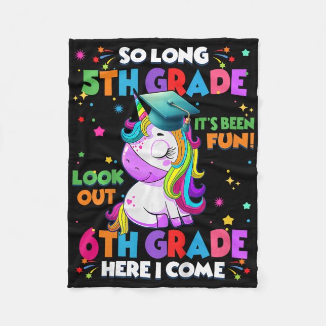 Kids So Long 5th Grade Graduation Here I Come 6th  Fleece Blanket (Front)