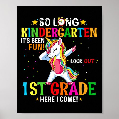 Kids So Long Kindergarten Graduation Class 2024 Un Poster