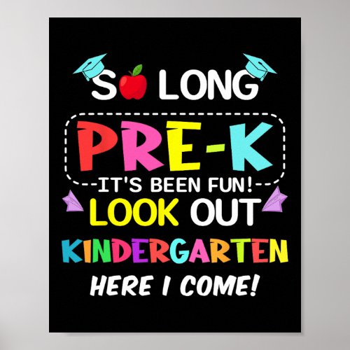 Kids So Long Pre_k Kindergarten Here I Come Pre_k  Poster