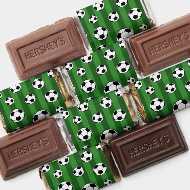 Kids Soccer Ball Pattern on Green Stripes Birthday Hershey's Miniatures (Assorted)