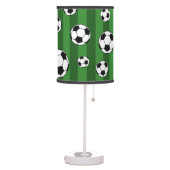Kids Soccer Ball Pattern on Green Stripes Table Lamp (Left)