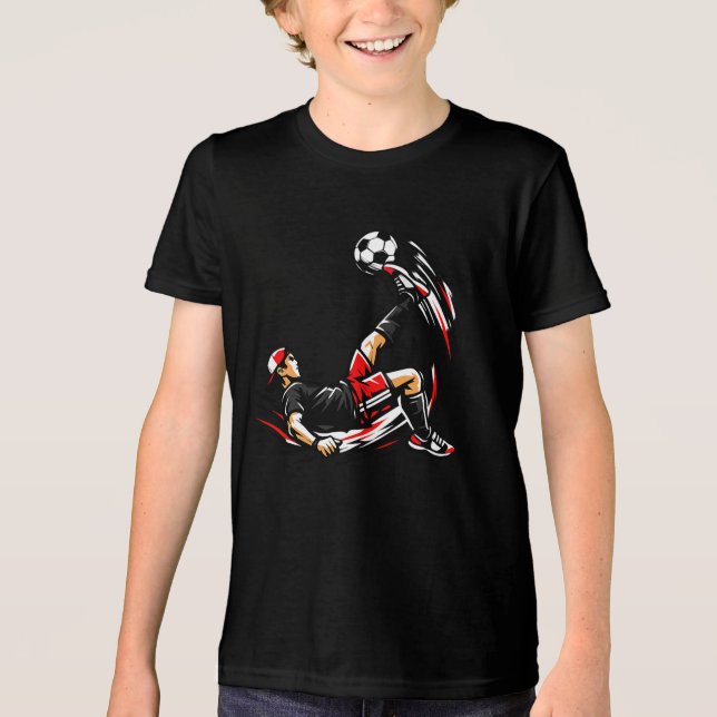 Kids Soccer Bicycle Kick T-Shirt – Cool Streets Tri-Blend Shirt (Front)