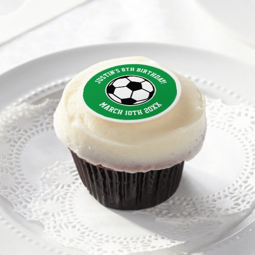 Kids soccer Birthday custom cupcake Edible Frosting Rounds