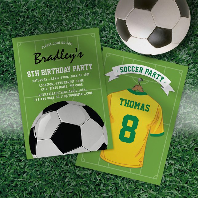 Kids Soccer Birthday Party | Brazil Jersey Invitation (Creator Uploaded)