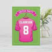 Kids Soccer Birthday Party | Girl Pink Jersey Invitation (Standing Front)