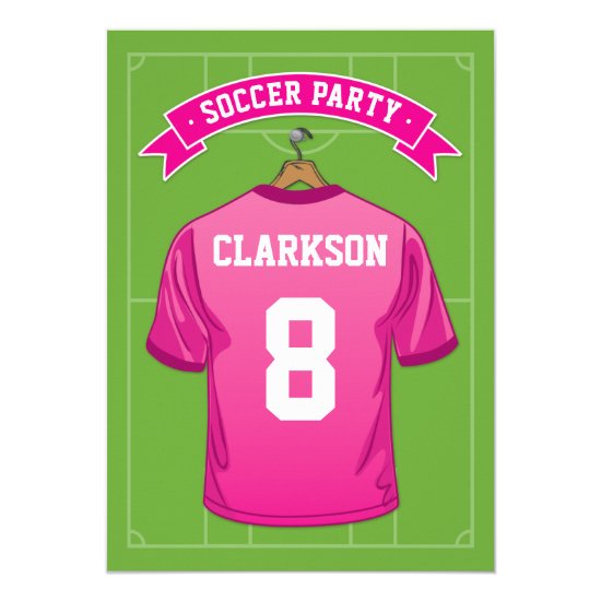 Kids Soccer Birthday Party | Girl Pink Jersey Invitation