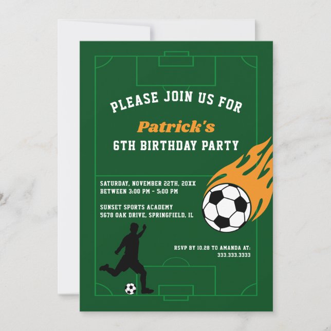 Kids Soccer Birthday Party Invitation (Front)