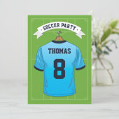 Kids Soccer Birthday Party | Pale Blue Jersey Invitation (Standing Front)
