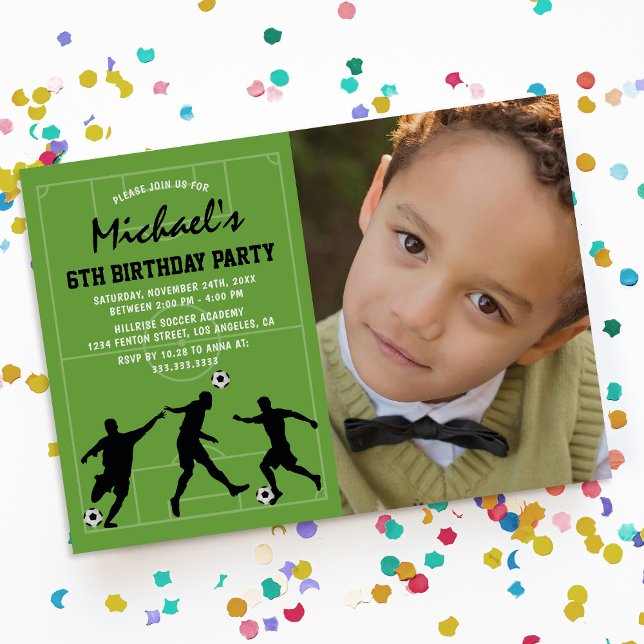 Kids Soccer Birthday Party Photo Invitation (Creator Uploaded)