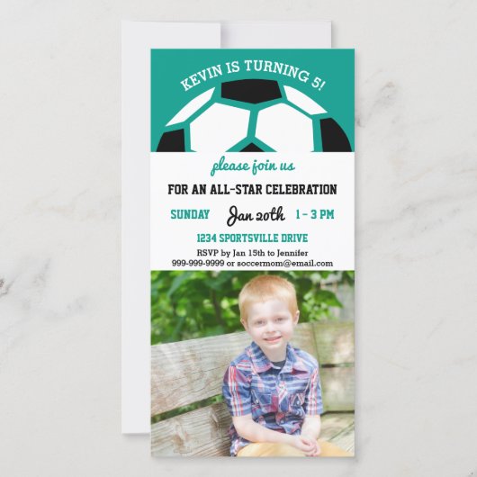Kids Soccer Birthday Party Sports Themed Photo (Front)