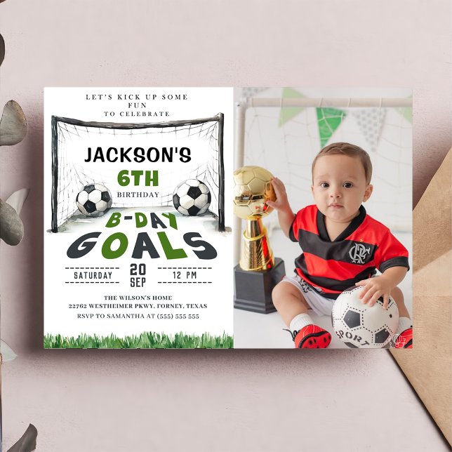 Kids Soccer Birthday Photo Invitation  (Creator Uploaded)