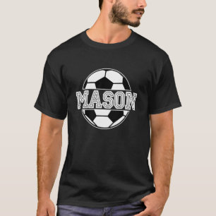 Kids Soccer Boy Mason Birthday Soccer Ball Kids Na T-Shirt