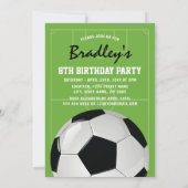 Kids Soccer Burgundy Blue Birthday Party Invitation (Back)