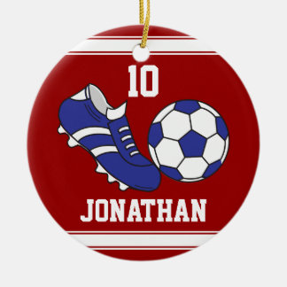 Kids soccer ceramic ornament