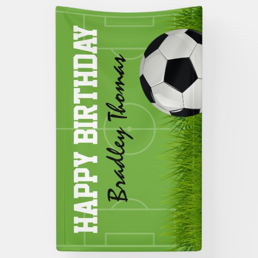 Kids Soccer Football Birthday Party Banner | Zazzle