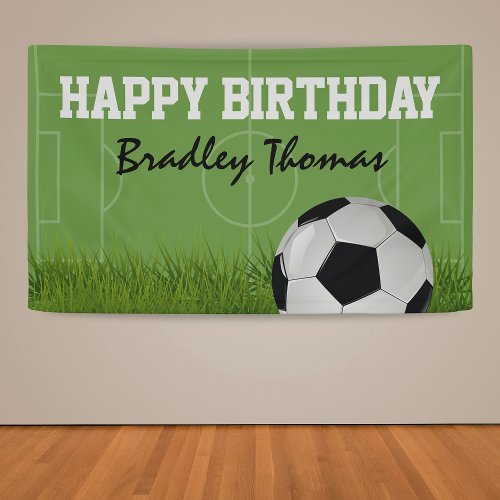 Kids Soccer Football Birthday Party Banner