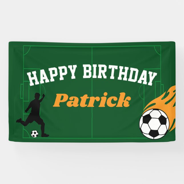Kids Soccer Football Birthday Party Banner (Horizontal)