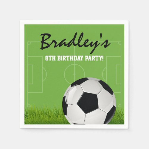 Kids Soccer Football Birthday Party Paper Napkins