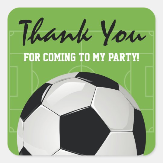 Kids Soccer Football Birthday Party Square Sticker Zazzle Com