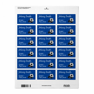 Kid's soccer football name book labels