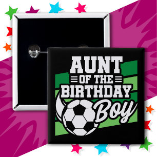 Kids Soccer Football Party Aunt of Birthday Boy Button